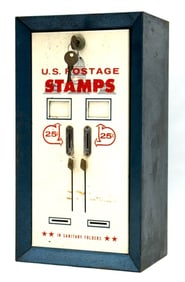Vtg. Metal 25-Cent U.S. Postage Stamps 2 Slot Vending Machine