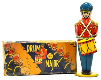 Wolverine Tin Litho No. 27 Mechanical Drum Major With Original Box