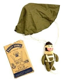 U.S. WWII Raggy-Doodle Camouflage U.S. Paratrooper Cloth Doll With Parachute by Prager & Reuben Wit