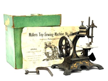 Mullers Toy Sewing Machine No. 20 PAT No. 21215 Made In Germany In Original Box