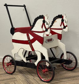 Handmade Painted Wooden Horse Child's Cart