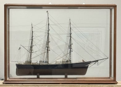 Scale Model Flying Cloud Clipper Ship in Display Case