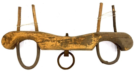 Antique Wooden Double Oxen Yoke, Engraved 1847