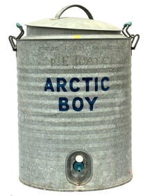 Vtg. Arctic Boy 10gal Galvanized Lined Water Jug