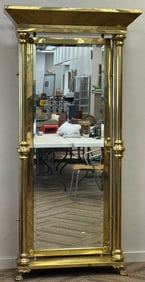 Victorian Patinated Brass Entry Hall Beveled Mirror