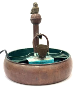 Vintage Copper Water Fountain Bird Bath Sculpture