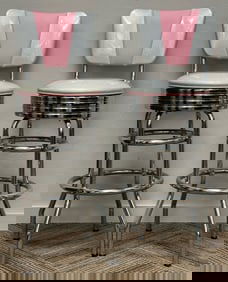 Pair of Retro Style Bar Stools with Backrests