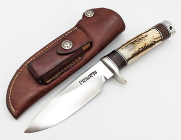 Randall Model 25 Stag Handle Trapper Knife w/ Sheath