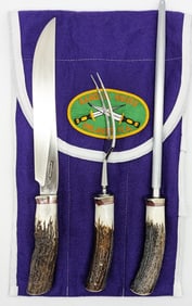 Randall Model 6-9 Stag Handle Carving Set w/ Soft Case