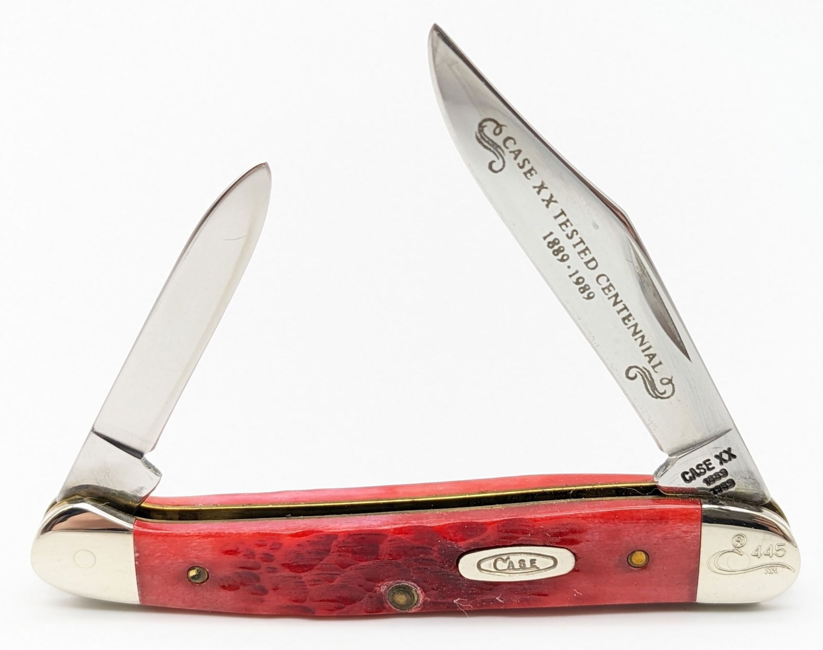 Ltd 1989 Case XX Centennial Red Bone Mini Copperhead R62109X: Ltd 1989 Case XX Centennial Red Bone Mini Copperhead R62109X. Knife is numbered 445 on the upper front bolster, and is in like new condition. Overall measures 3-1/8in when closed.