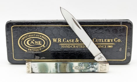 2007 Case XX Blue Green Swirl Kirinite Scroll Bolster Doctors Knife 9185 w/ Box