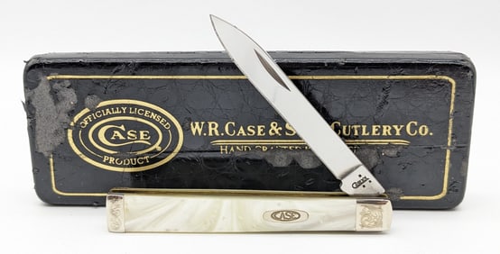 2007 Case XX White Swirl Kirinite Scroll Bolster Doctors Knife 9185 w/ Box