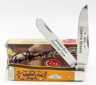 2011 Case XX Persimmon Bone Shepherd Hills Collector Club Trapper 6254 w/ Signed Box
