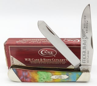 Ltd 2019 Case XX Rainbow Corelon Slant Bolster Trapper 9254 w/ Box