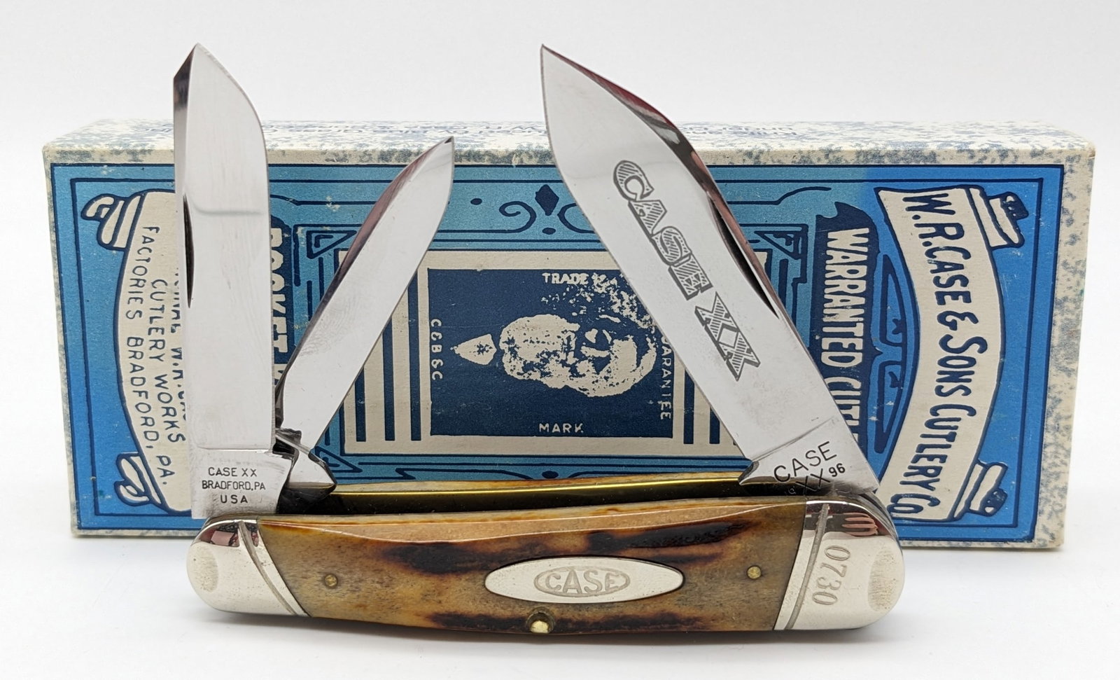 Ltd 1996 Case XX Classic Stag Humpback Whittler 53046 w/ Box: Knife is numbered 0730 on the upper front bolster, and is in like new condition. Overall measures 3-5/8in when closed.