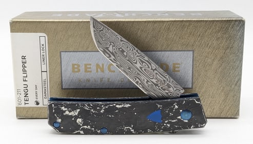 NIB Benchmade Gold Class Damasteel Tengu Flipper w/ Box