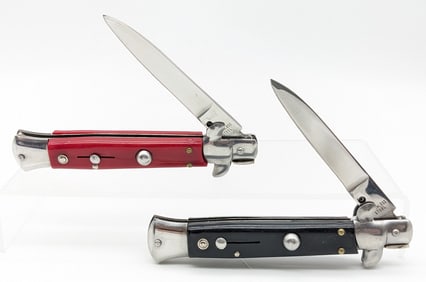 (2) Unmarked Stiletto Switchblade Knives