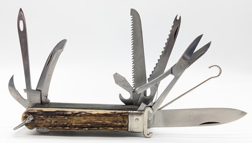 Jadirag Rostfrei 9-Blade Stag Handle Shell Puller Multi Tool