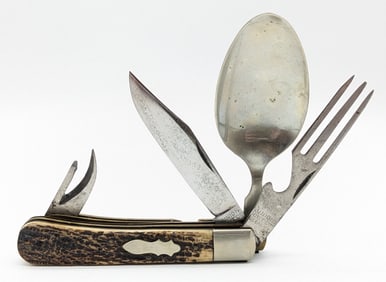 Union Cutlery Co. Three Piece Stag Handle Hobo Knife Set