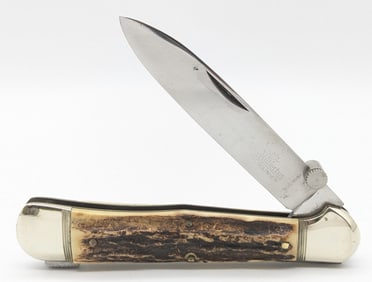 Hubertus Solingen Stag Handle Lockback Folding Knife
