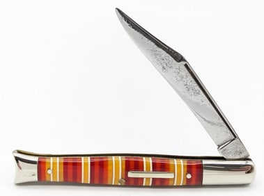 Vtg Remington Candy Stripe Celluloid Fishtail Knife