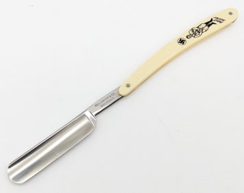 Melchior & Co. Solingen Adolf Hitler White Plastic Handle Straight Razor