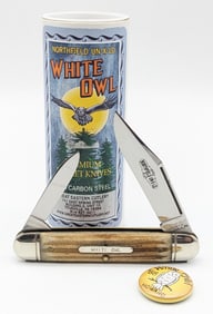 Great Eastern Cutlery Northfield Cowhide Jig Bone White Owl Whittler 681221 w/ Tube