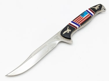 Ltd Buck Custom Ron Yellowhorse Signed Natural Stone Fixed Blade Hunting Knife