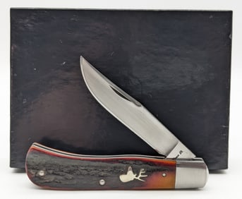 Custom Dean Robertson Stag Handle Folding Knife w/ Box