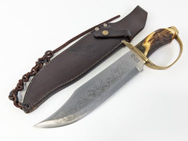 Colt Stag Handle D-Guard Bowie Knife CT 801 w/ Sheath