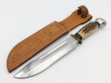 Anton Wingen Jr. Solingen Stag Handle Hunting Knife w/ Sheath