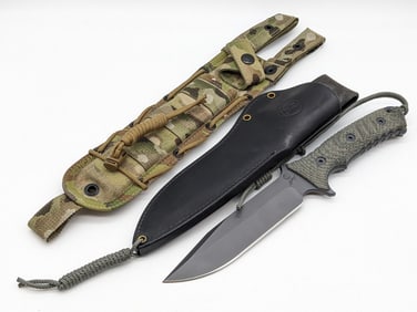 Chris Reeve Harsey Pacific 1st Special Forces Fighting Knife w/ Canvas & Leather Sheaths