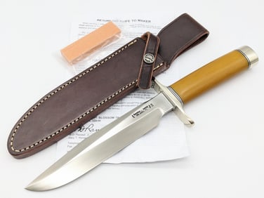 Randall Model 1 7in Orange Micarta All Purpose Fighter w/ Sheath, Stone, & Papers