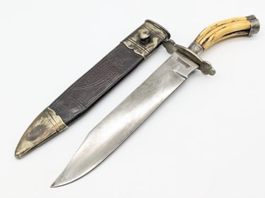 Civil War Style I.H. Schintz San Francisco Bone Handle Bowie Knife w/ Sheath