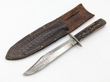Civil War Era J.R. Russell Green River Works Fighting Knife w/ Sheath