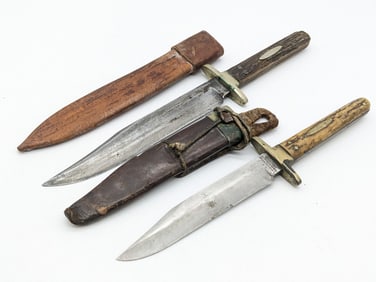 (2) Civil War Era J. Rodgers & Sons Fighting Knives w/ Sheaths