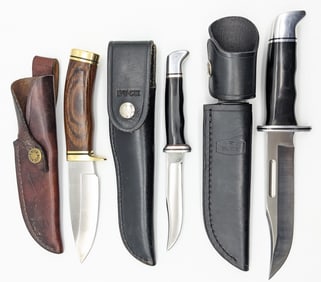 Buck 102, 119, & 192 Fixed Blade Hunting Knives w/ Sheaths