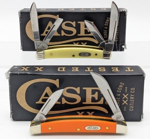 2023-24 Case XX Yellow & Orange Synthetic Small Congress Knives w/ Boxes