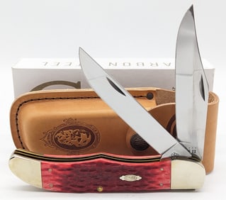 2023 Case XX Dark Red Bone Large Folding Hunter 6265 w/ Box & Sheath