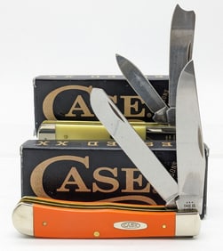 2023-24 Case XX Yellow & Orange Synthetic Trapper & Razor w/ Boxes
