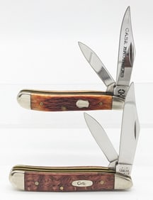 2002-05 Case XX Curley Maple & Amber Bone Peanut Knives