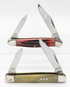 2004-14 Case XX Cranberry & Smooth Natural Bone Half Whittlers 6208