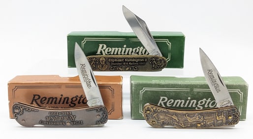 (3) Remington Commemorative Lock Back Knives