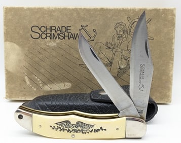 Schrade Scrimshaw Edition Large Folding Hunter 260 SC w/ Box