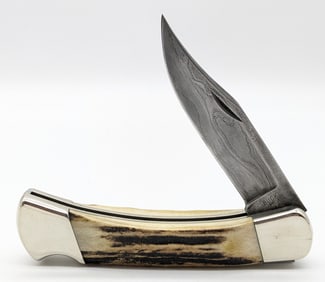 Buck 110 Stag Damascus Folding Knife