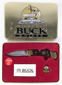 2002 Buck 100th Anniversary Lockback Folding Knife w/ Tin