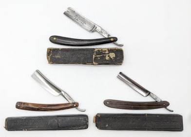 (3) Antique Wade & Butcher Straight Razors w/ Boxes