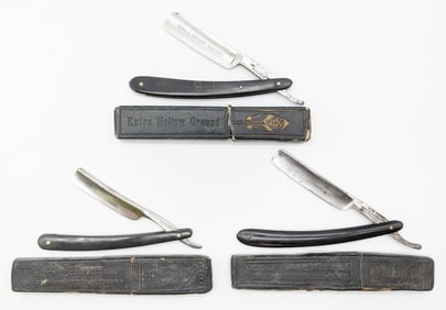 (3) Antique Various Brand Straight Razors w/ Boxes