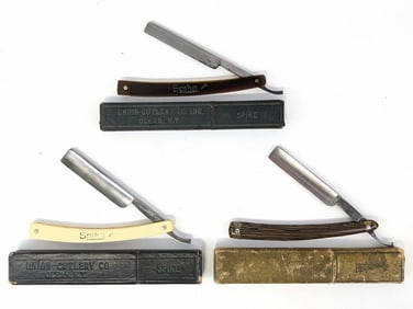 (3) Antique Union Cutlery Co. Straight Razors w/ Boxes
