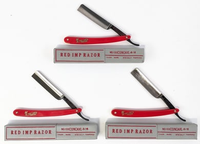 (3) NOS Case XX Red Imp No. 133 Straight Razors w/ Box
